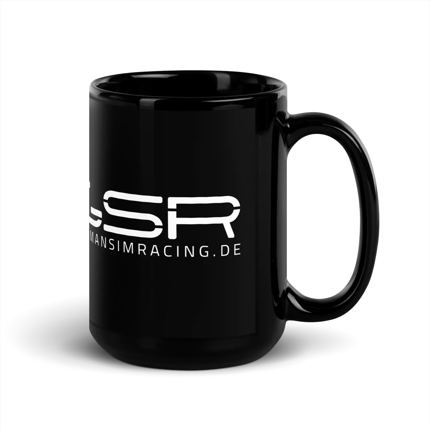 Schwarze, glänzende GSR-Tasse (Rechtshänder, Logo) - GermanSimRacing